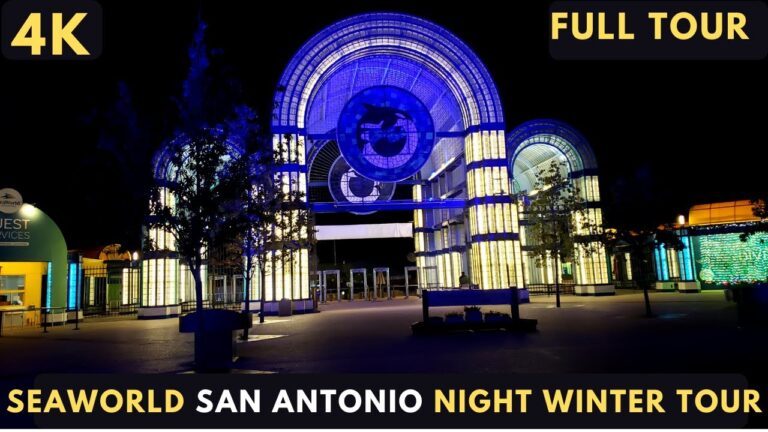 SeaWorld San Antonio at NIGHT! Full Tour during the winter celebration in 4k